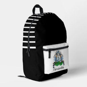 Black and White Personalised Lemurs Backpack Bag