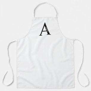 Black and White Personalised Monogram and Name Apr Apron