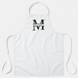 Black and White Personalised Monogram and Name Apron