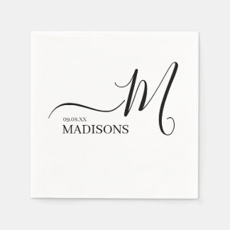Black and White Personalised Monogram and Name Nap Napkin