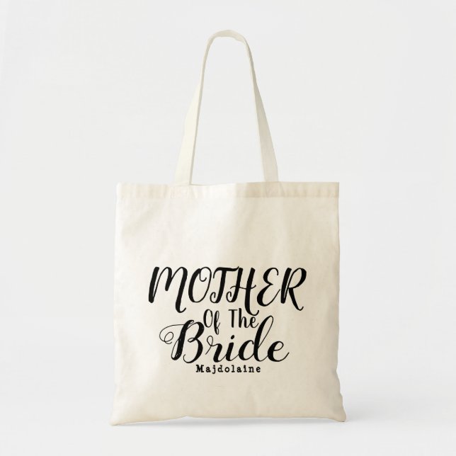 Black and white Personalised mother of the bride Tote Bag (Front)