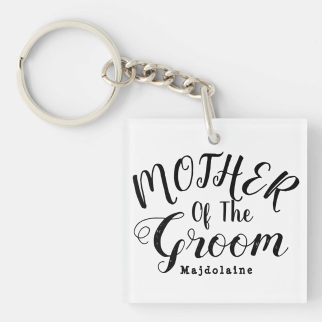 Black and white Personalised mother of the groom  Key Ring (Front)