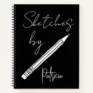 Black And White Personalised Name Artist Sketch Notebook