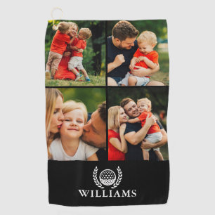 Black And White Personalised Name Monogram 4 Photo Golf Towel