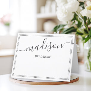Black and White Personalised Name Script Signature Thank You Card