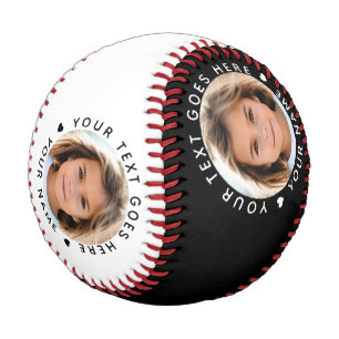Black And White Personalised Name Text and Photo Baseball