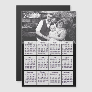Black and White Personalised Photo 2019 Calendar Magnetic Invitation
