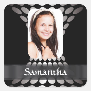 Black and white personalised photo templates square sticker