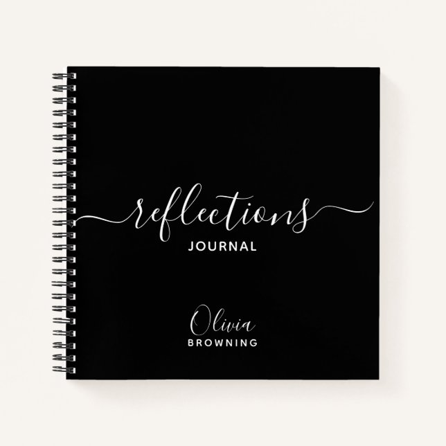Black and White  Personalised Reflections Journal (Front)