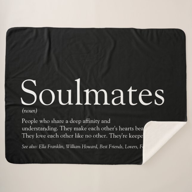 Black And White Personalised Soulmates Definition Sherpa Blanket (Front (Horizontal))