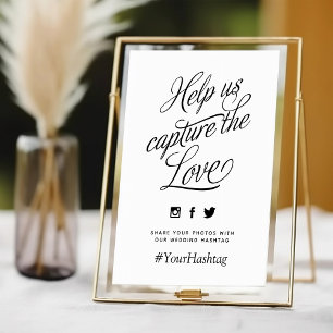 Black and White Personalised Wedding Hashtag Sign