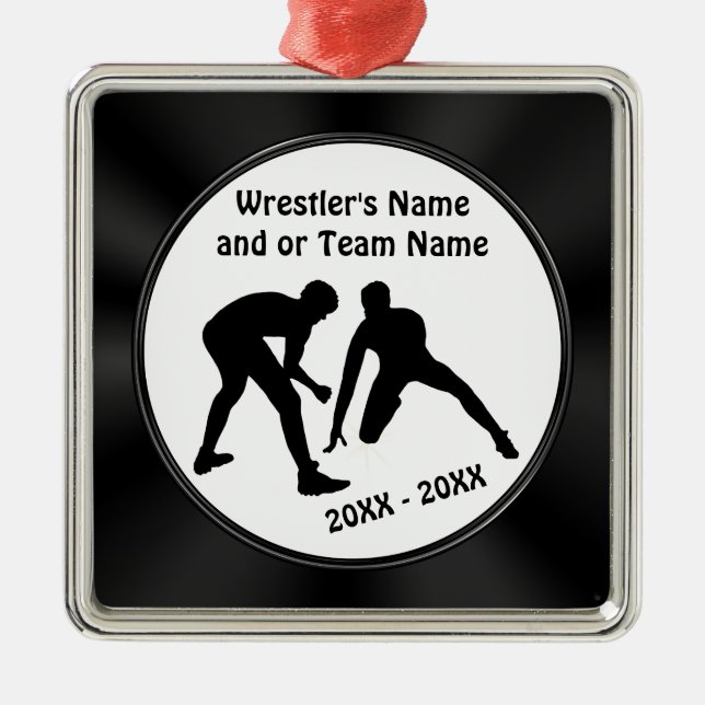 Black and White Personalised Wrestling Ornaments (Front)