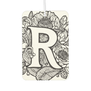 Black and White Personalized Ink Tattoo Flowers Car Air Freshener