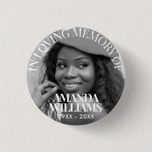 Black and White   Personalized Photo Memorial 3 Cm Round Badge