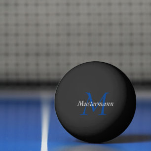 Black and white personalized with monogram ping pong ball