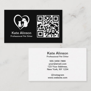 Black and White Pet Sitter Business Card