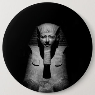 Black and white pharaoh king 6 cm round badge