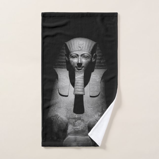 Black and white pharaoh king hand towel (Hand Towel)
