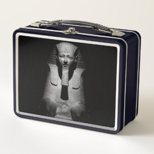 Black and white pharaoh king metal lunch box