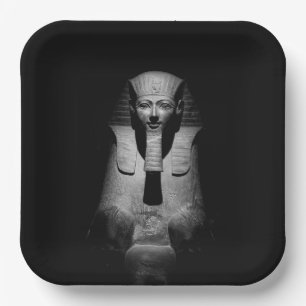 Black and white pharaoh king paper plate