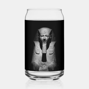 Black and White Pharaoh King Photograph Can Glass