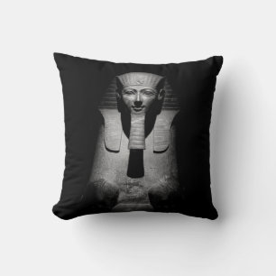 Black and White Pharaoh King Photograph Cushion