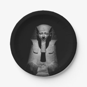 Black and White Pharaoh King Photograph Paper Plate