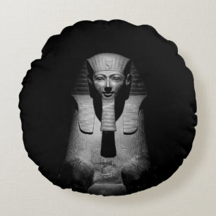 Black and white pharaoh king round cushion