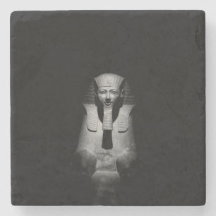 Black and white pharaoh king stone coaster