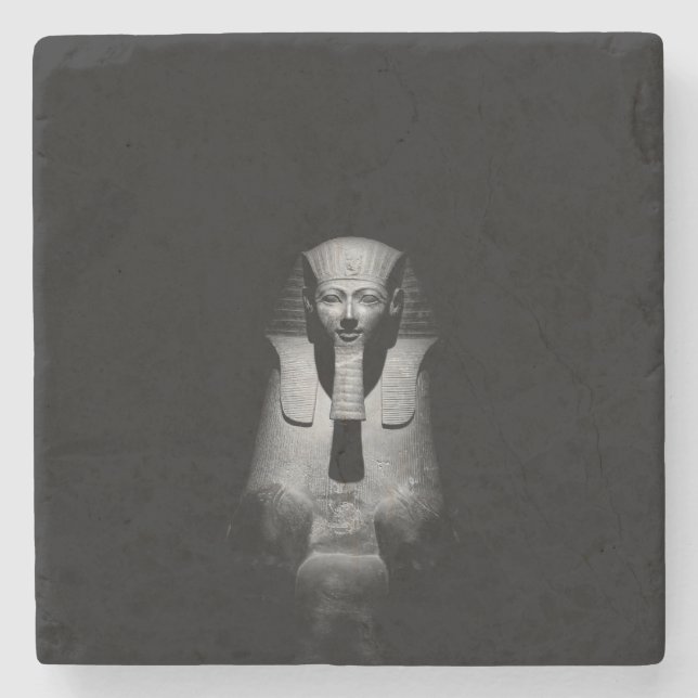 Black and white pharaoh king stone coaster (Front)