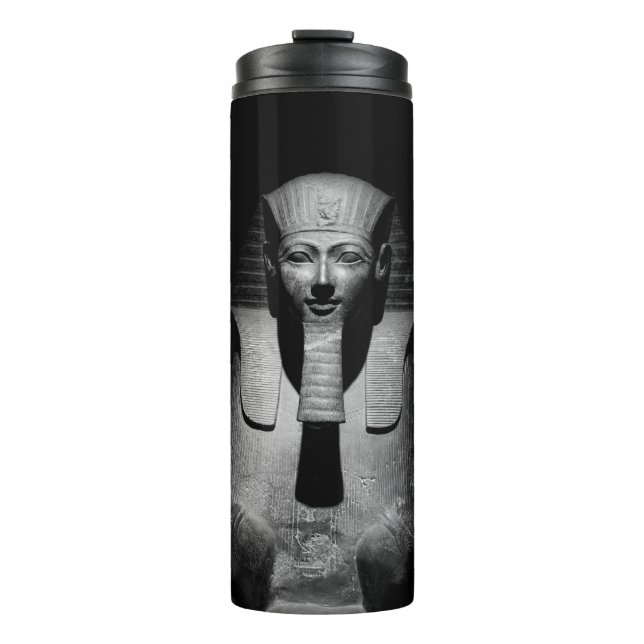 Black and white pharaoh king thermal tumbler (Front)