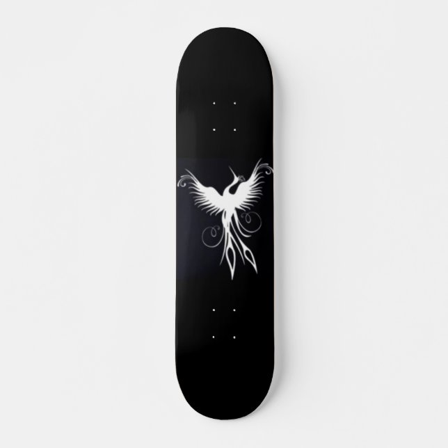 Black and White Phoenix Skate Board by Brow Bird (Front)
