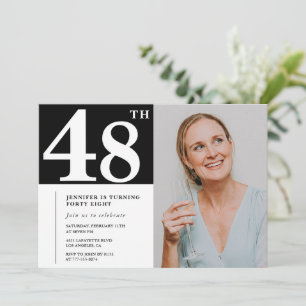 Black and White Photo 48th birthday Invitations 