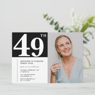 Black and White Photo 49th birthday Invitations 