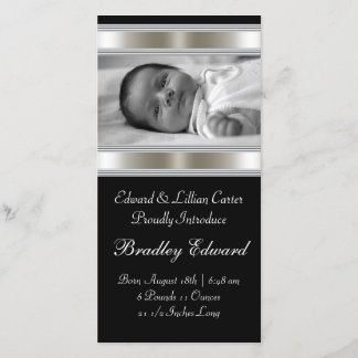 Black and White Photo Baby Birth Annoucements Announcement