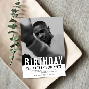Black and White Photo Birthday Party Invitation