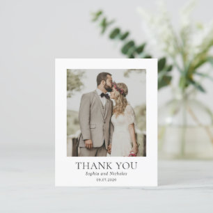 Black and White Photo Budget Wedding Thank You 