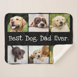 Black and White Photo Collage Best Dog Dad Ever Sherpa Blanket