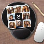Black and White Photo Collage Custom Monogram Gel Mouse Pad<br><div class="desc">You can use Instagram photos for this design. Use 8 square photos to create a unique and personal gift. Or you can keep the hipster puppy and make a trendy keepsake. If you need to adjust the pictures,  click on the customise tool to make changes.</div>