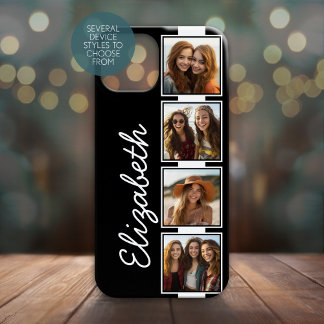 Black and White Photo Collage Squares Personalised iPhone 15 Case