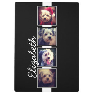 Black and White Photo Collage Squares Personalised Clipboard