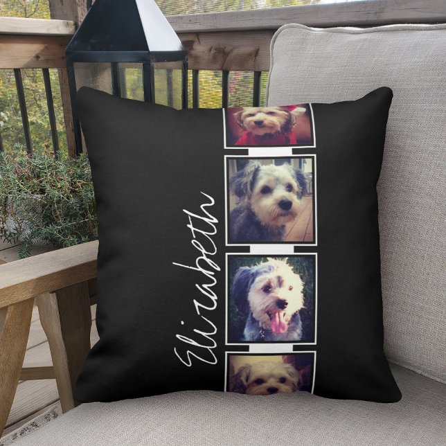 Black and White Photo Collage Squares Personalized Cushion (Creator Uploaded)