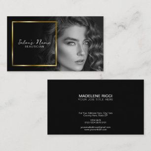 Black and White Photo Elegant Gold Frame Business Card