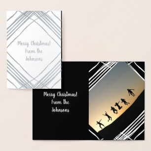 Black and White Photo Family Christmas Foil Card