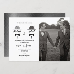 Black and White Photo Gay Wedding Invitation