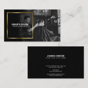 Black and White Photo Gold Frame Business Card