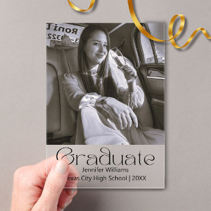black and white photo graduation  acrylic invitations