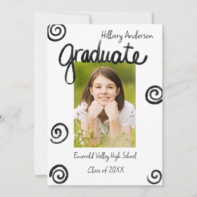 Black and White Photo Graduation Announcement (Front)