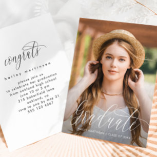 Black and White Photo Graduation Party Invitation