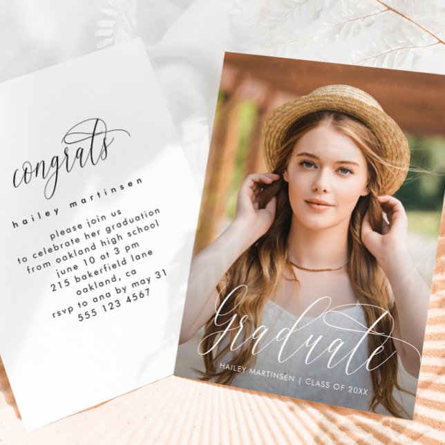 Black and White Photo Graduation Party Invitation (Creator Uploaded)